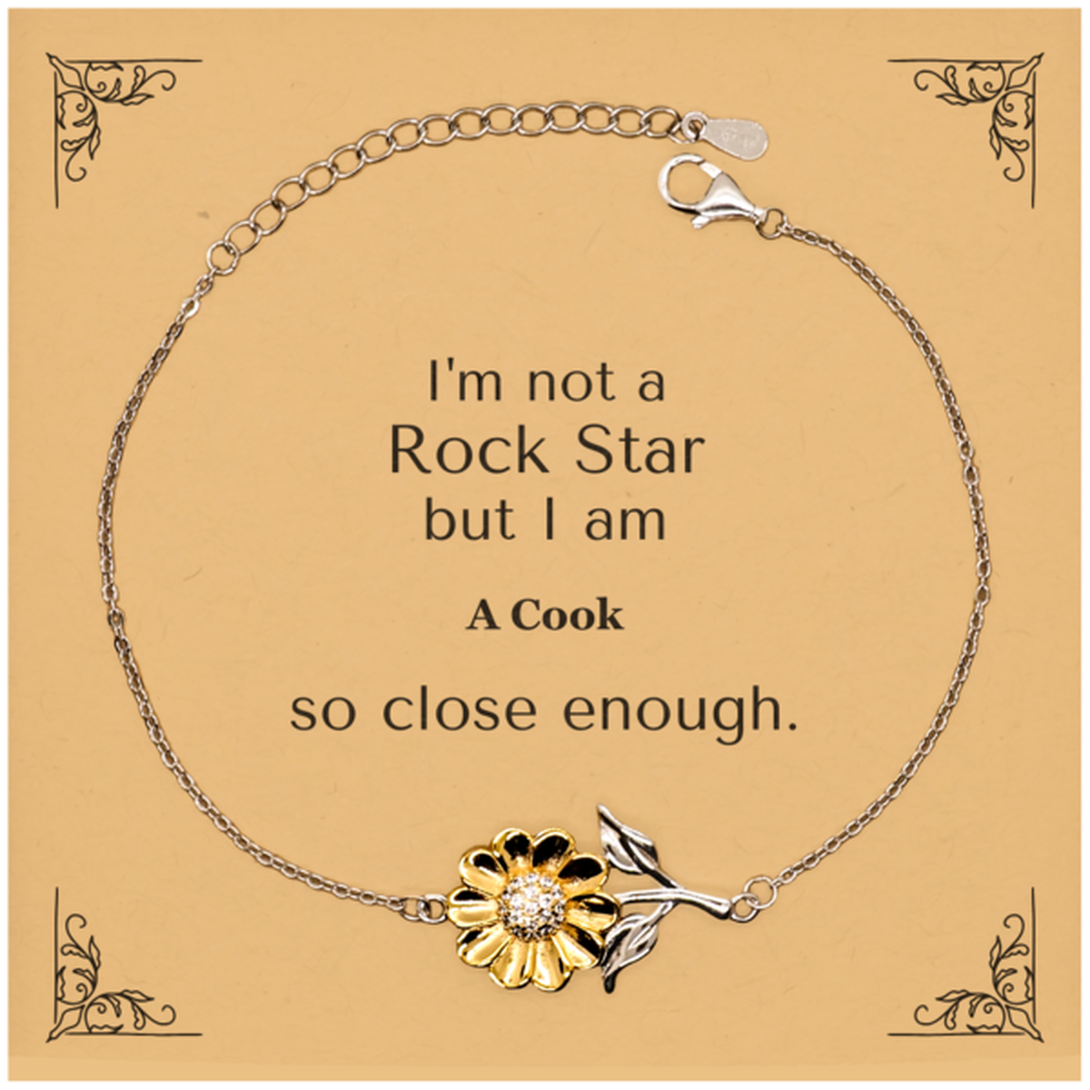 sunflower bracelet cook im not a rockstar but close enough inspirational gift for cooking lovers and veterans day