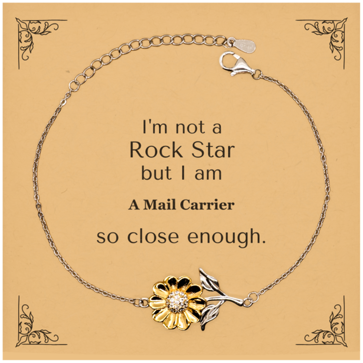 mail carrier sunflower bracelet im not a rockstar but close enough engraved inspirational gift for birthday christmas graduation veterans day