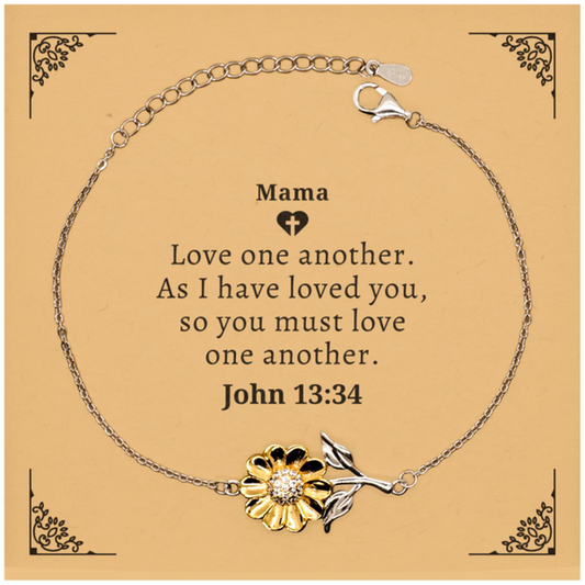 sunflower mama bracelet inspirational love john 13 34 gift for mothers day birthday christmas graduation or any special occasion