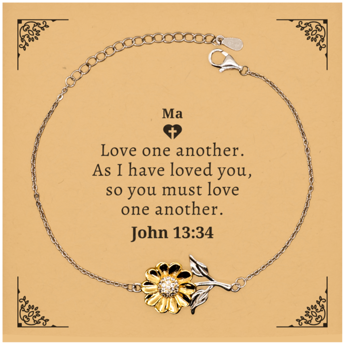 sunflower bracelet ma love one another engraved christian inspirational gift for christmas birthday graduation easter unique jewelry