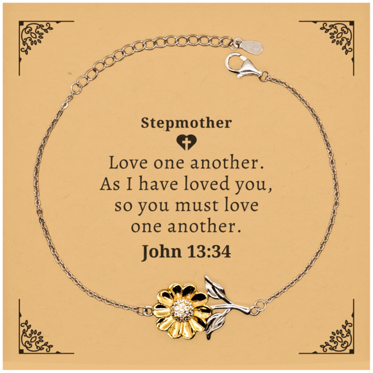 stepmother sunflower bracelet love one another engraved gift for mothers day birthday christmas graduation stepfamily mom women