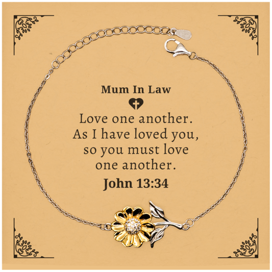 engraved sunflower bracelet mum in law love one another inspirational jewelry gift for birthday and holidays