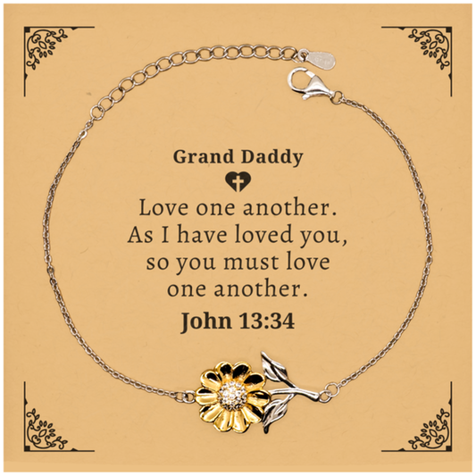 grand daddy sunflower bracelet love one another engraved inspirational gift for dad easter christmas birthday