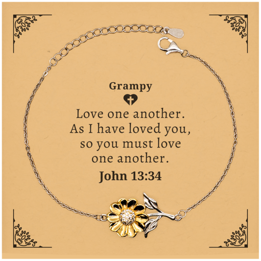 grampy sunflower bracelet love one another engraved inspirational gift for grandfather birthday christmas easter fathers day thanksgiving veterans day