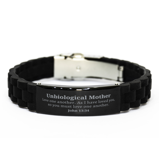 unbiological mother black glidelock clasp bracelet love one another engraved gift for christmas and birthdays