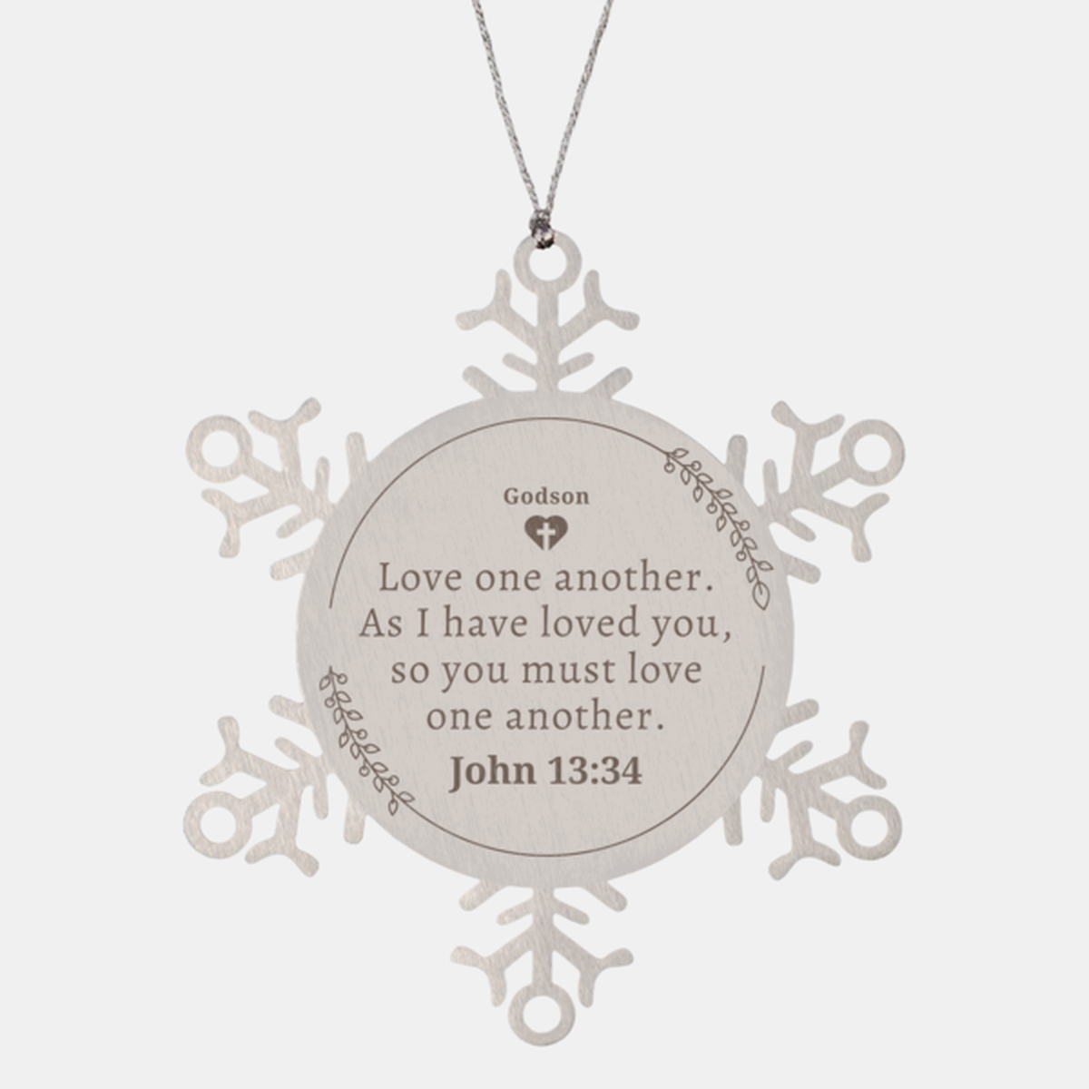 snowflake ornament godson love one another gift for christmas and holidays