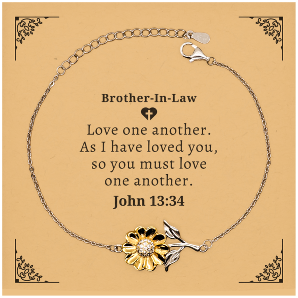 brother in law sunflower bracelet love one another engraved gift for birthday christmas graduation inspirational jewelry for him