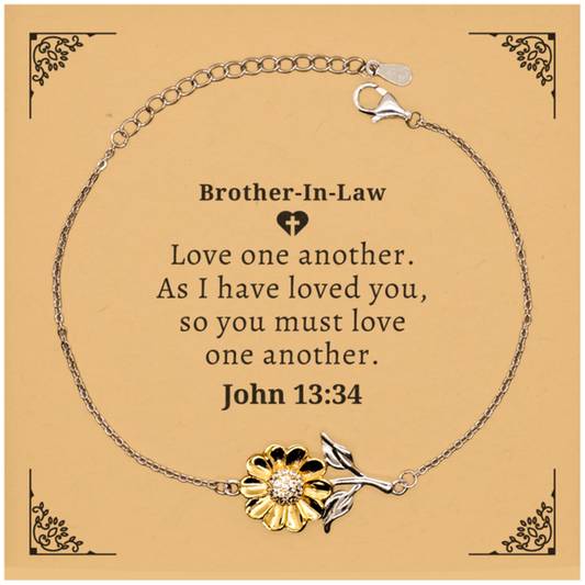 brother in law sunflower bracelet love one another engraved gift for birthday christmas graduation inspirational jewelry for him