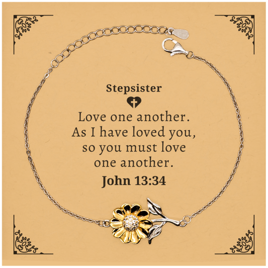 sunflower bracelet stepsister love john 13 34 faith hope birthday gift