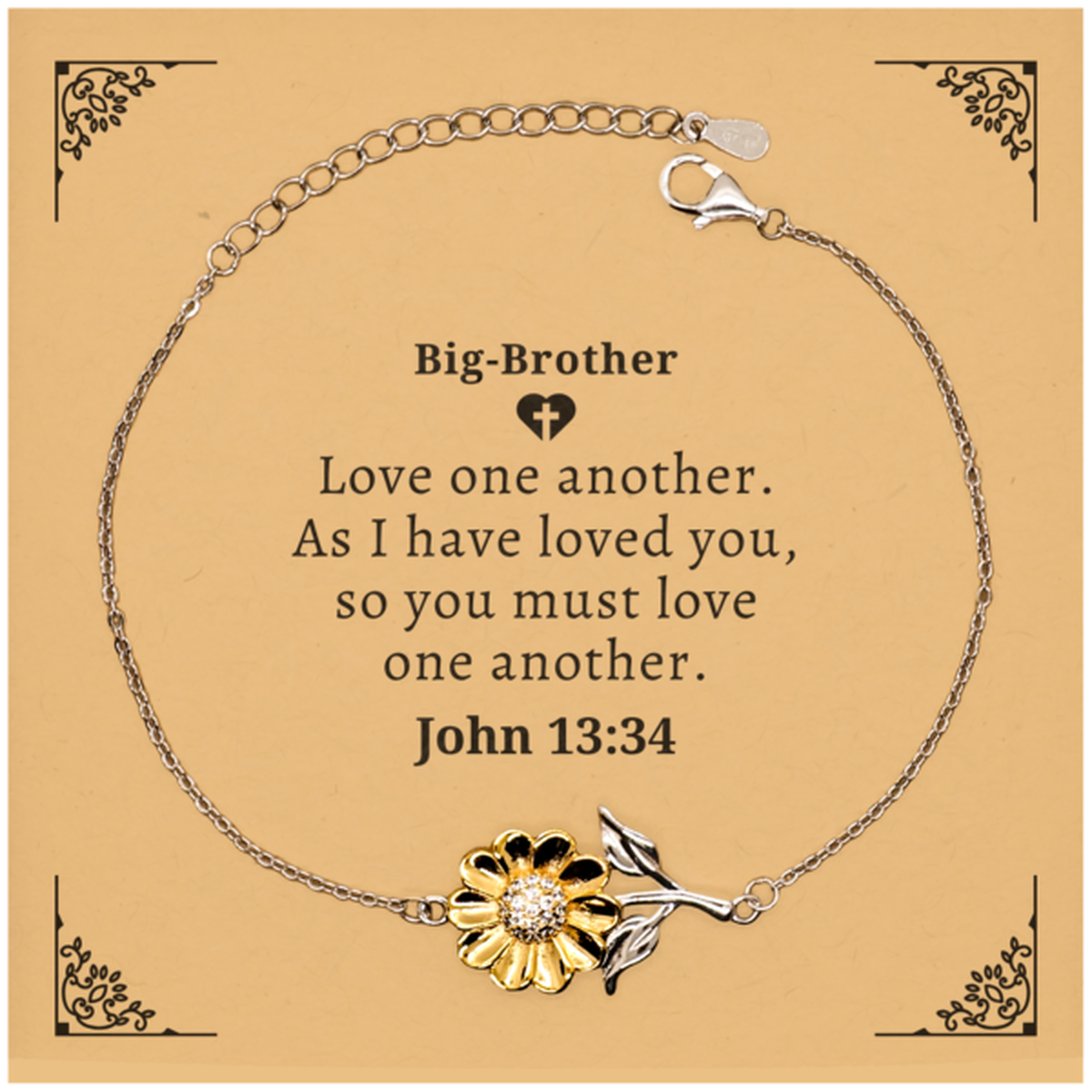 big brother sunflower bracelet love one another engraved inspirational jewelry for birthday christmas graduation and more