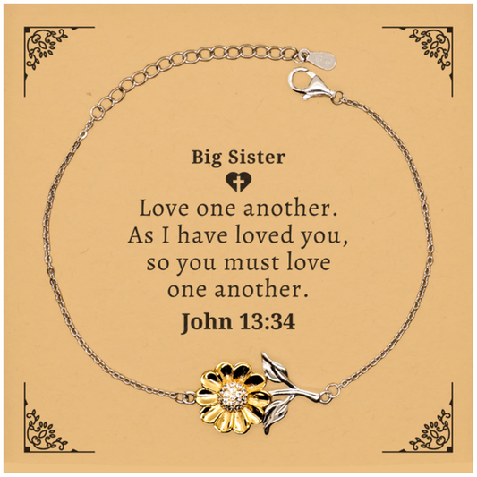 big sister sunflower bracelet love one another as i have loved you engraved gift for christmas birthday inspiration and confidence