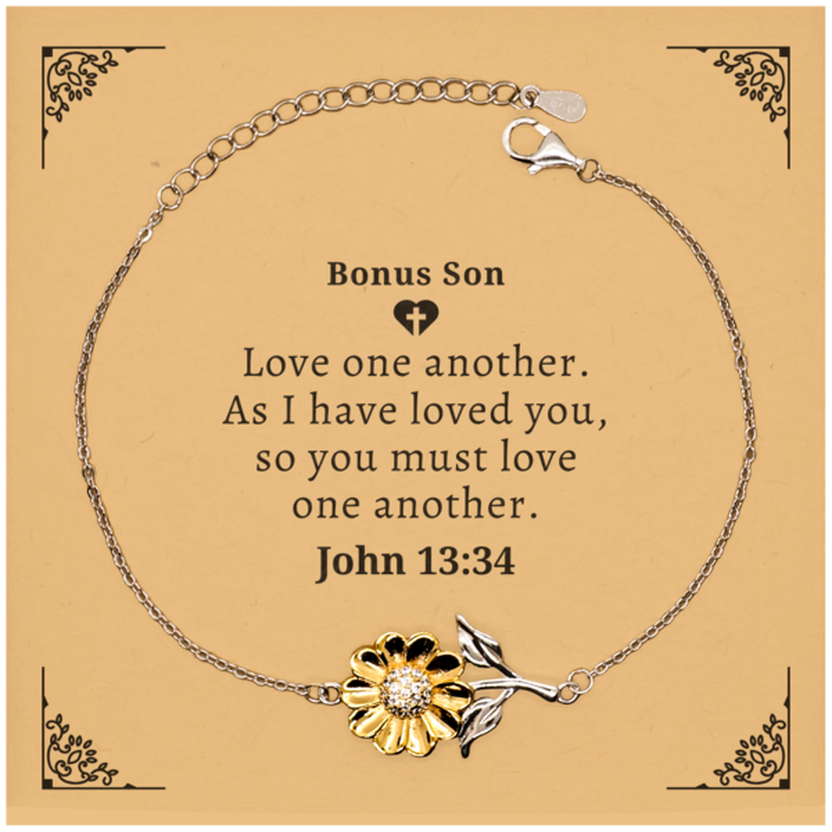 unique sunflower bracelet for bonus son love one another engraved inspirational gift for christmas birthday graduation bonus son jewelry to inspire hope and confidence for veterans day