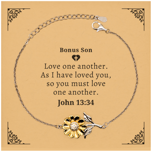 unique sunflower bracelet for bonus son love one another engraved inspirational gift for christmas birthday graduation bonus son jewelry to inspire hope and confidence for veterans day