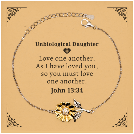 sunflower bracelet unbiological daughter love one another engraved jewelry for birthday graduation christmas and easter gift