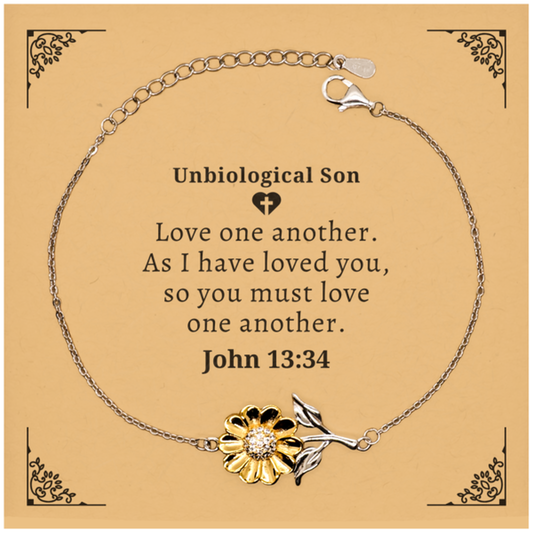 sunflower bracelet unbiological son love one another engraved inspirational gift for graduation christmas birthday and holidays