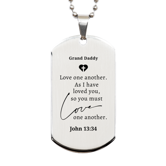 grand daddy silver dog tag love one another engraved gift for him veterans day graduation inspirational jewelry