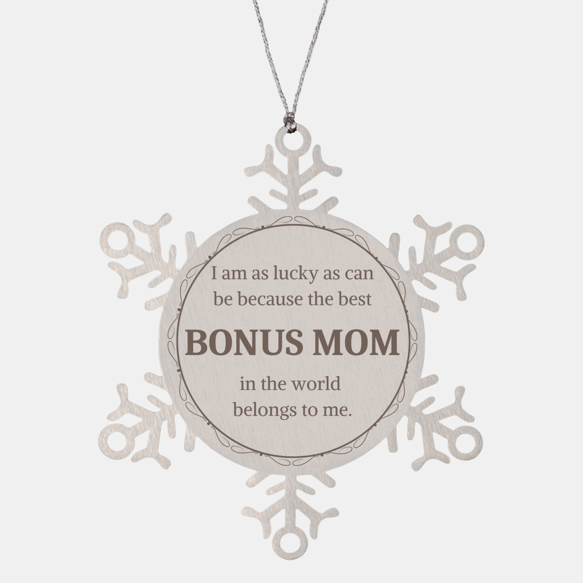 snowflake ornament bonus mom best bonus mom in the world belongs to me christmas gift for bonus mom unique snowflake ornament for bonus mom bonus mom snowflake ornament