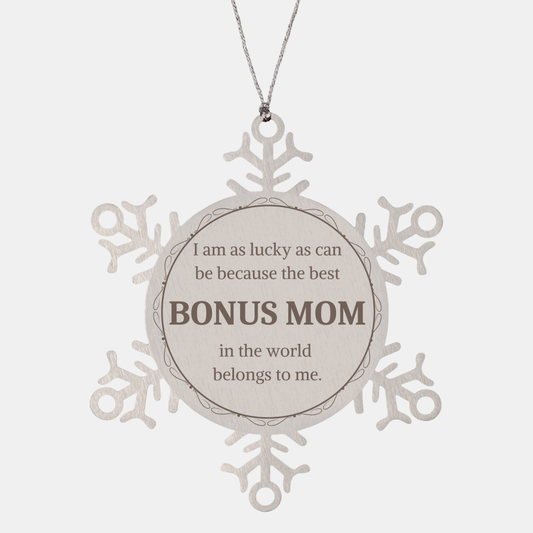 snowflake ornament bonus mom best bonus mom in the world belongs to me christmas gift for bonus mom unique snowflake ornament for bonus mom bonus mom snowflake ornament