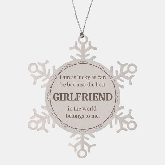 snowflake ornament gift for girlfriend the best girlfriend in the world belongs to me unique christmas present to show appreciation and love for her engraved anniversary surprise