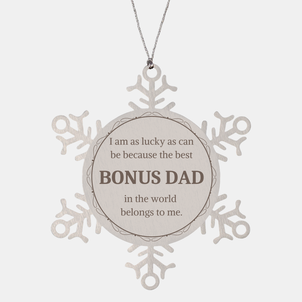 bonus dad snowflake ornament i am lucky to have you christmas gift for stepfather family holiday decor