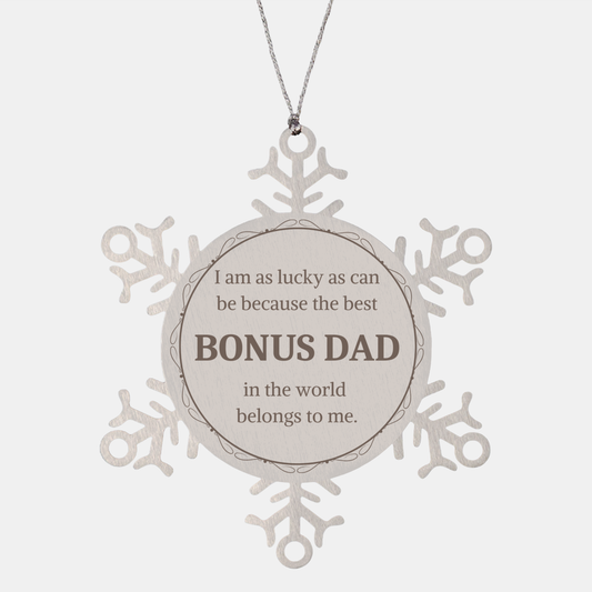 bonus dad snowflake ornament i am lucky to have you christmas gift for stepfather family holiday decor