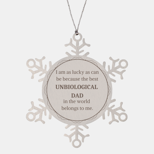 unbiological dad snowflake ornament the best unbiological dad in the world belongs to me perfect christmas gift for stepfather holiday tree decoration unique family gift idea