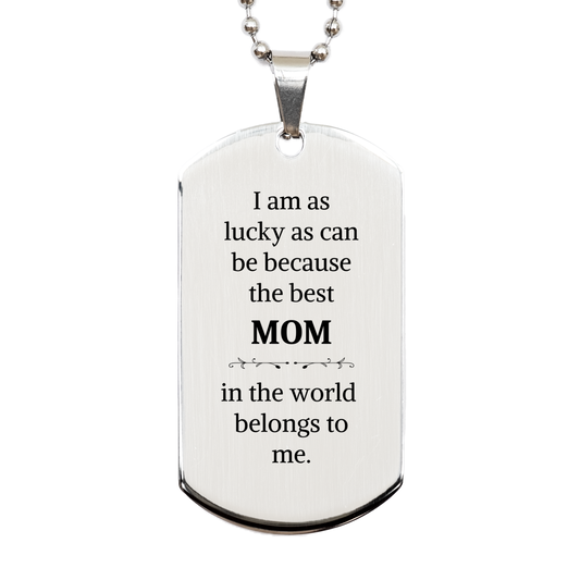 mom engraved silver dog tag best mom in the world gift for mothers day christmas birthday or any occasion inspirational and unique mom jewelry
