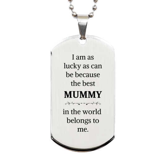 silver dog tag for mummy engraved quote for the best mom mothers day gift idea for her birthday or christmas unique dog tag for mummy inspirational jewelry for the best mummy in the world