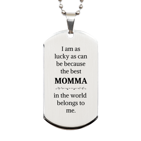 silver dog tag momma gift engraved quote for the best momma in the world perfect for mothers day birthday and christmas