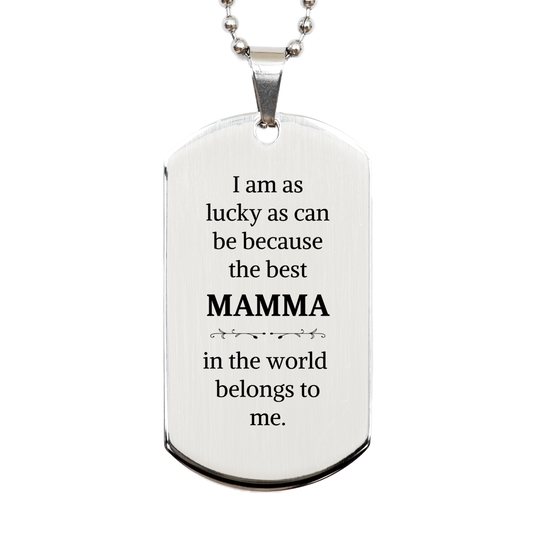 silver dog tag for mamma the best mamma in the world belongs to me engraved gift for mothers day birthday holidays christmas and more
