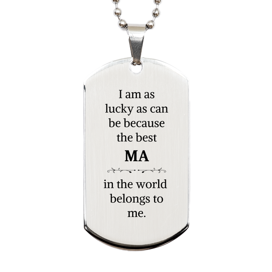 silver dog tag for ma the best ma in the world gift for mothers day birthday christmas engraved unique dog tag for ma to show gratitude and love perfect mothers day gift from daughter or son confidence and inspirational gift for ma