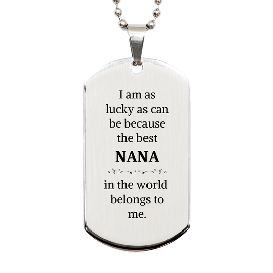 engraved silver dog tag for nana best nana in the world gift for mothers day christmas or birthday unique and inspirational design to show love and appreciation