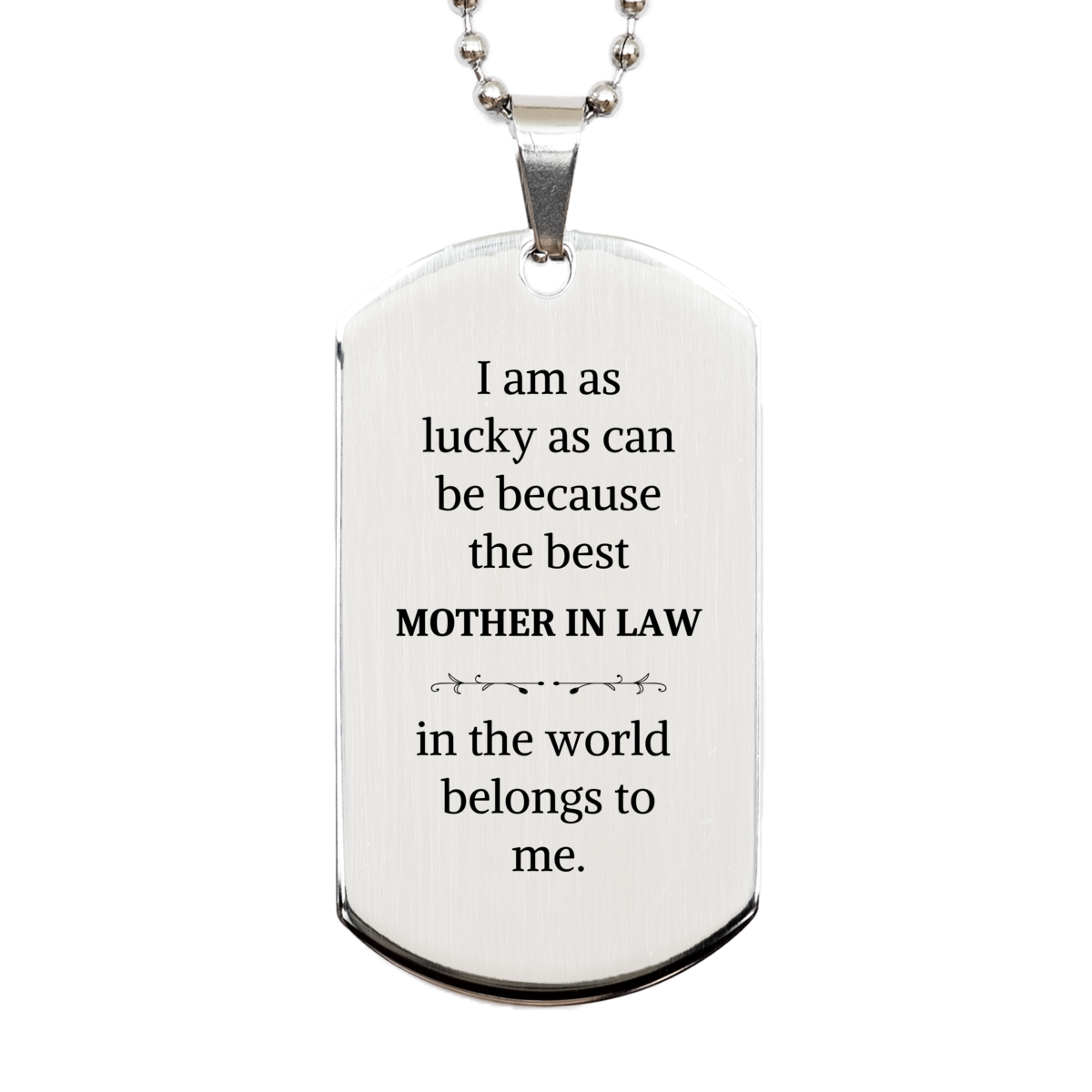 mother in law silver dog tag unique engraved gift for holidays and graduation i am as lucky as can be