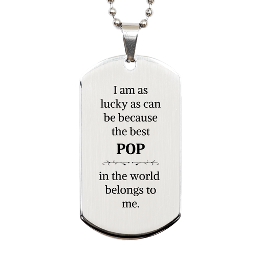 pop inspired engraved silver dog tag the best pop in the world belongs to me perfect gift for birthday christmas and veterans day