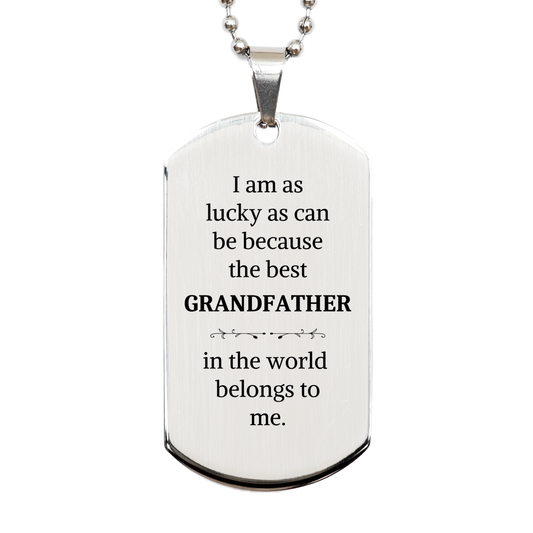 engraved silver dog tag for the best grandfather in the world inspirational gift for birthday christmas and veterans day