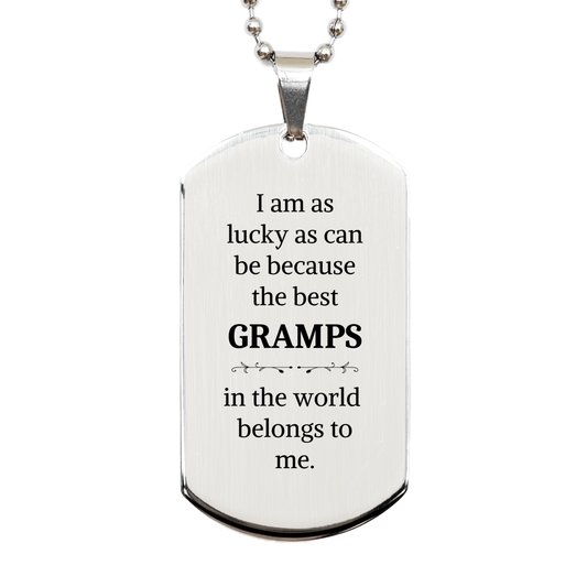 silver dog tag for the best gramps in the world engraved gift for birthday and christmas unique and inspirational present for veterans day
