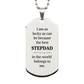 engraved silver dog tag stepdad gift i am lucky because of you confidence birthday veterans day gift ideas for him or her