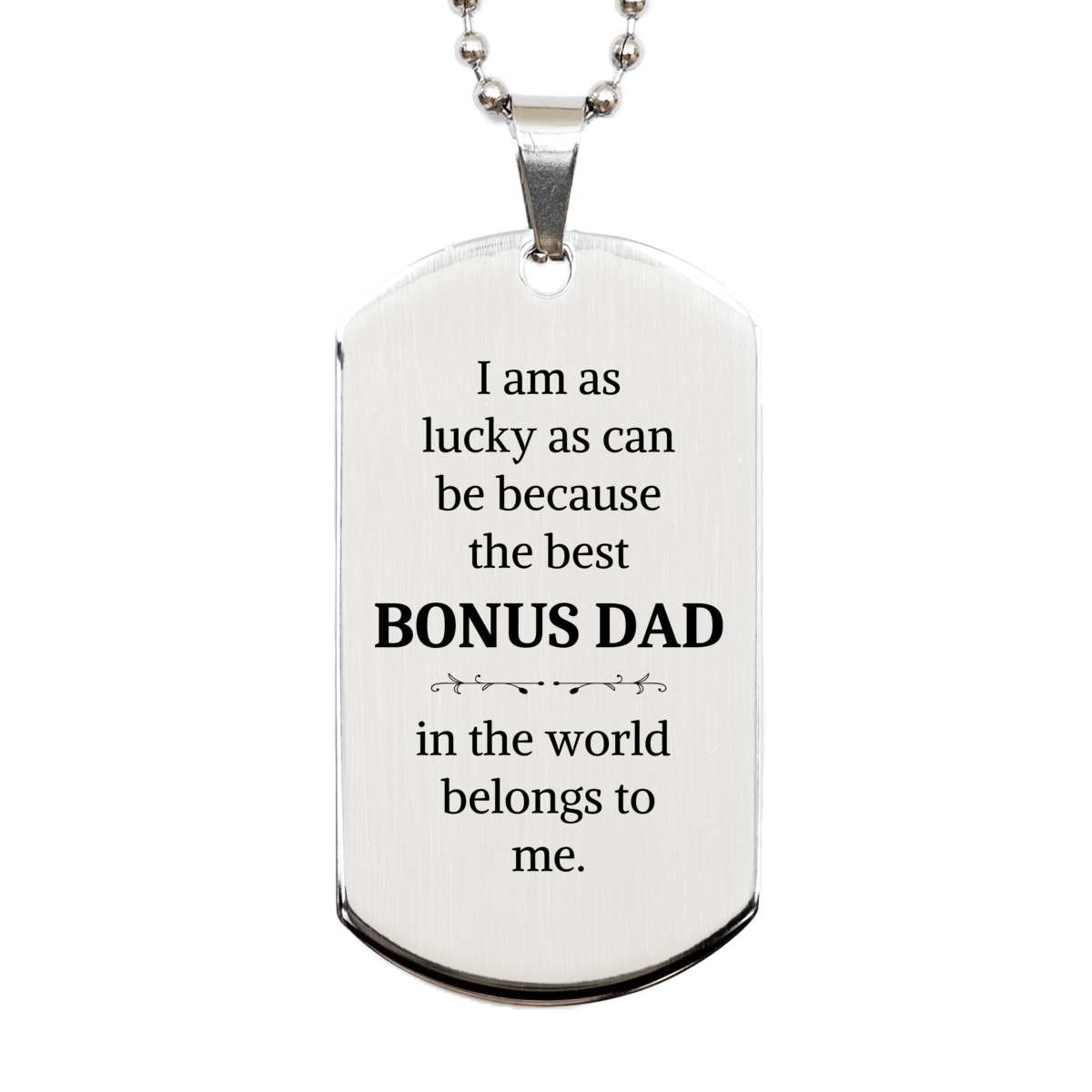 engraved silver dog tag bonus dad i am lucky inspirational gift for stepdad on birthday fathers day christmas veterans day