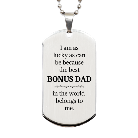 engraved silver dog tag bonus dad i am lucky inspirational gift for stepdad on birthday fathers day christmas veterans day