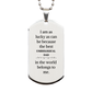 unbiological dad silver dog tag unique engraved gift for fathers day birthday christmas i am as lucky as can be because the best father in the world belongs to me