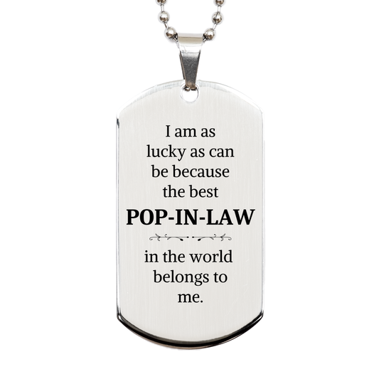 pop in law silver dog tag i am as lucky as can be with this unique and engraved gift for fathers day christmas and graduation