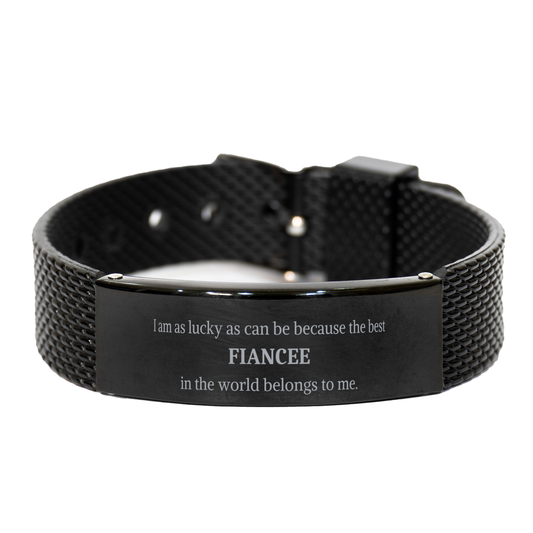 black shark mesh bracelet for fiancee i am as lucky as can be best fiancee in the world belongs to me perfect engagement birthday christmas gift for her