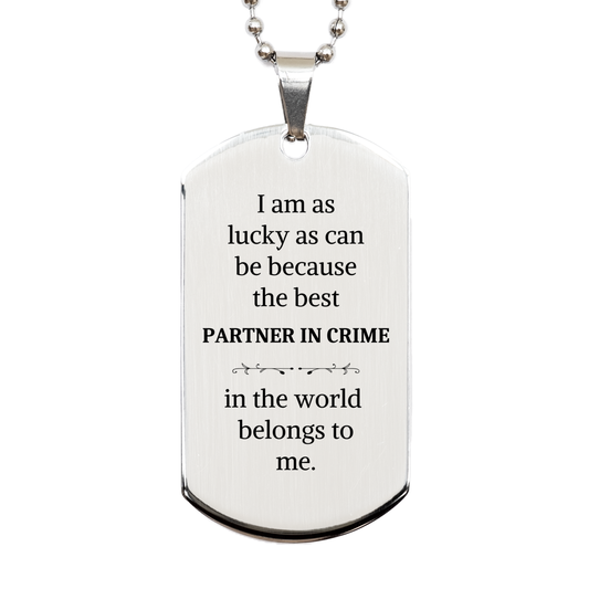 partner in crime engraved silver dog tag perfect birthday gift for the best partner in crime in the world unique and inspirational token of appreciation for veterans day and graduation celebrations