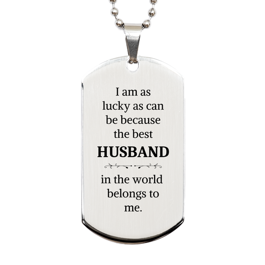 engraved silver dog tag for husband best husband in the world belongs to me perfect gift for birthday christmas and veterans day show your love and appreciation