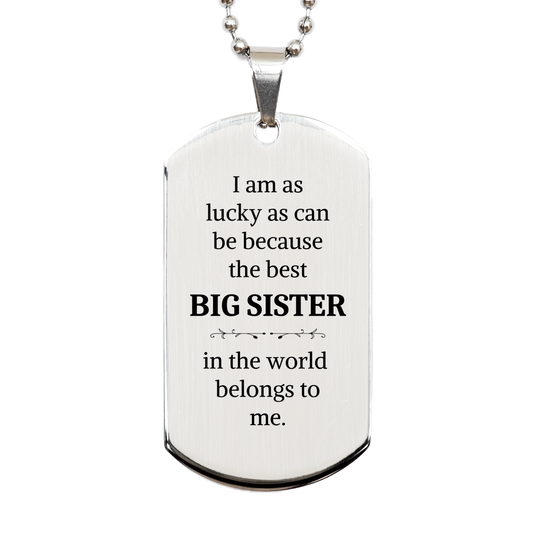 big sister engraved silver dog tag i am as lucky as can be perfect gift for birthdays and holidays confidence and inspiration for the best big sister in the world