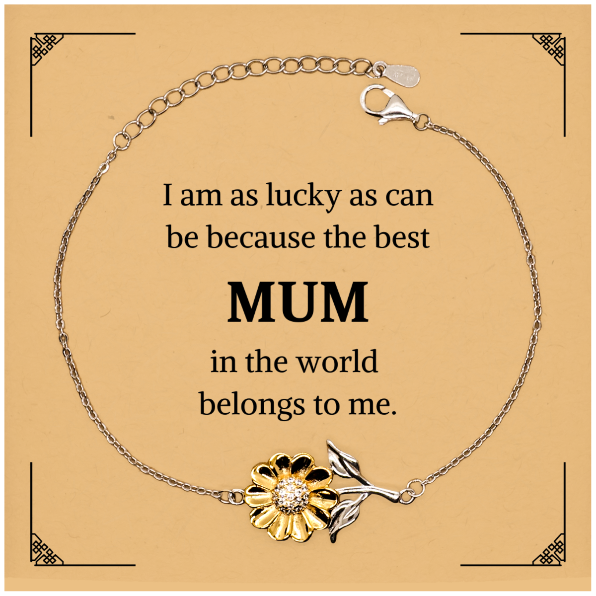sunflower bracelet for mum engraved confidence and love for mothers day birthday christmas unique gift for the best mum in the world