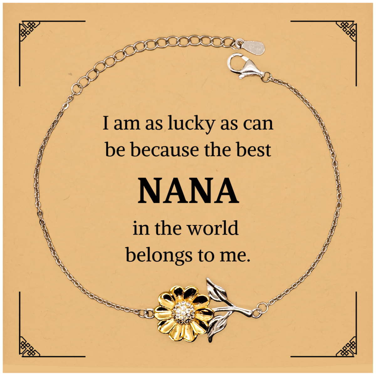 sunflower bracelet nana gift i am as lucky as can be engraved hope for birthday and christmas