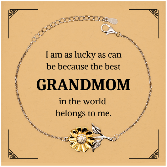 grandmom sunflower bracelet i am lucky best grandmom in the world belongs to me confidence inspirational gift for birthday holidays christmas graduation