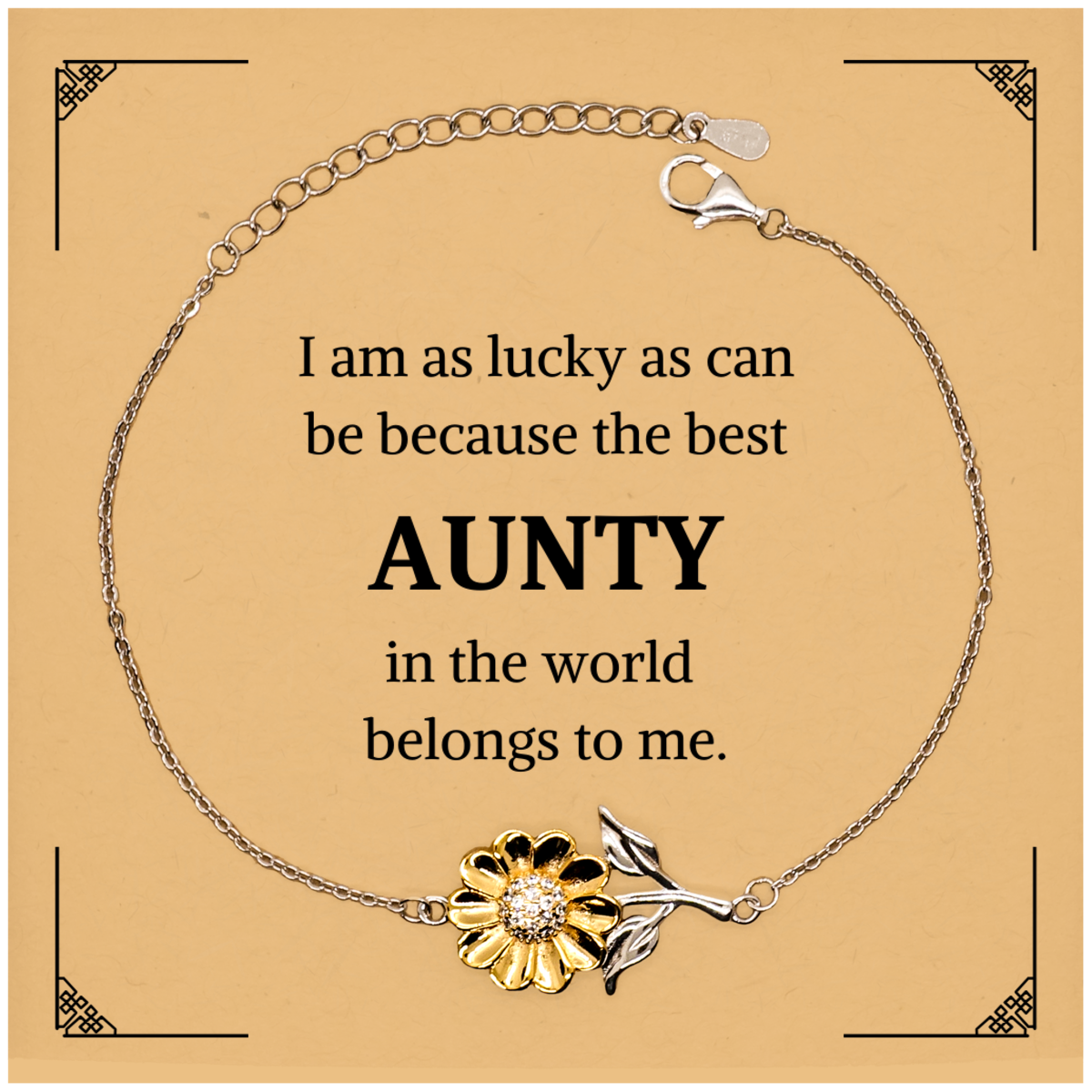 sunflower bracelet for aunty the best aunty in the world belongs to me unique gift for birthdays christmas and special occasions engraved jewelry to show appreciation and love