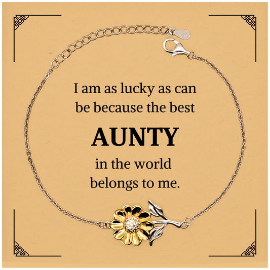 sunflower bracelet for aunty the best aunty in the world belongs to me unique gift for birthdays christmas and special occasions engraved jewelry to show appreciation and love